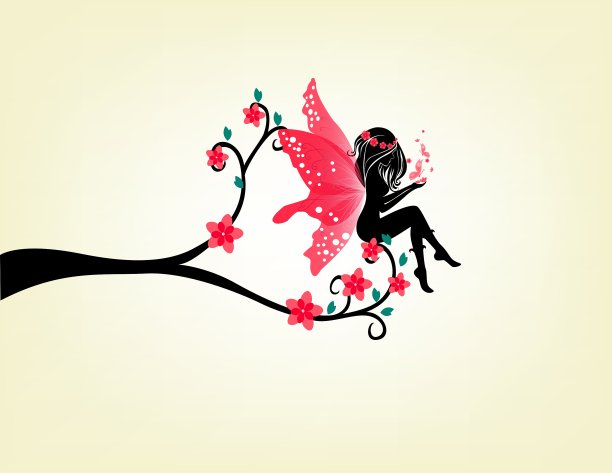 一个仙女和树的剪影图片下载