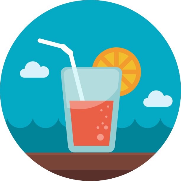 鸡尾酒平图标与长阴影图片下载