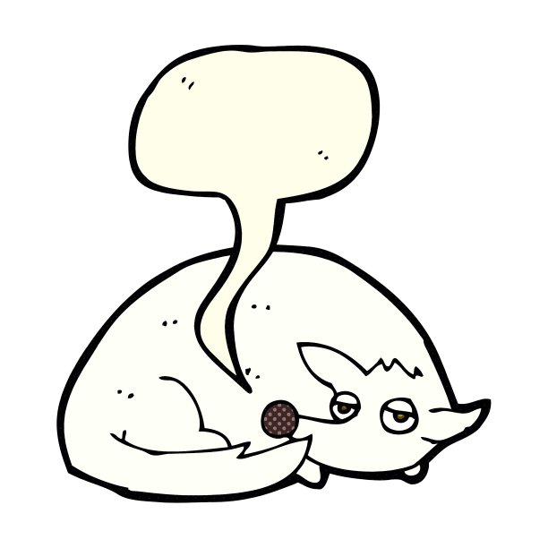 卡通蜷曲狗语泡泡图片下载