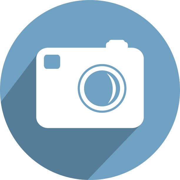 时髦的照片相机图标与长影子图片下载