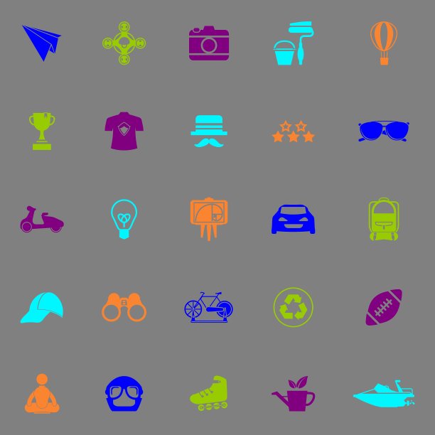 时髦的图标荧光颜色在灰色的背景图片下载