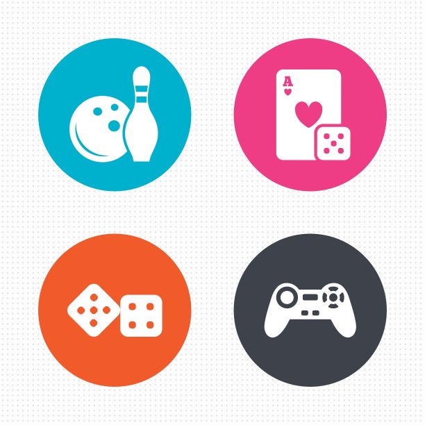 保龄球和赌场标志电子游戏操纵杆图片下载