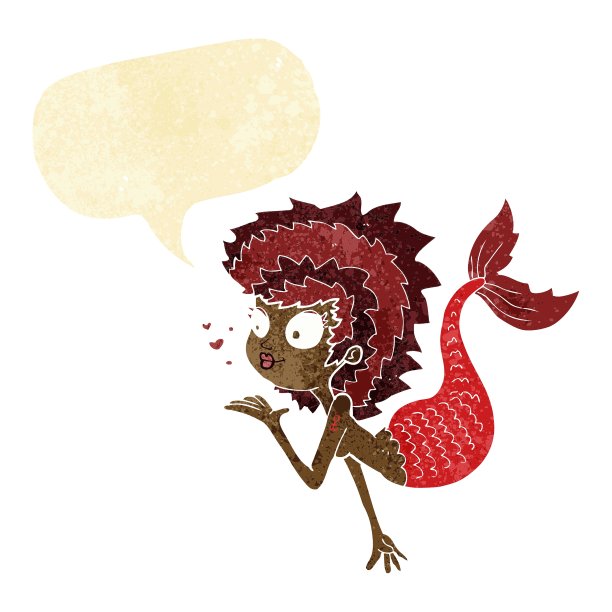 卡通美人鱼吹吻与讲话泡泡图片下载