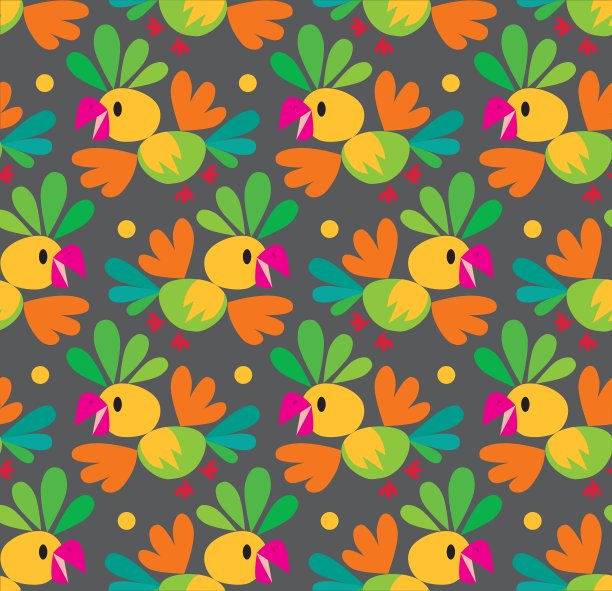 无缝图案与有趣的鹦鹉图片下载