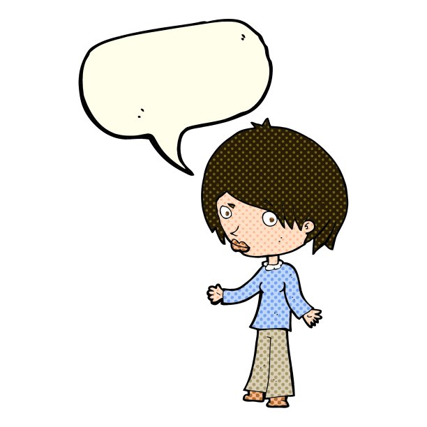 卡通迷惑女人与言语泡泡图片下载