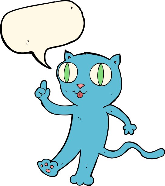 卡通猫与想法与言语泡泡图片下载