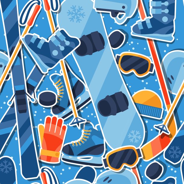 冬季运动用无缝图案设备图片下载