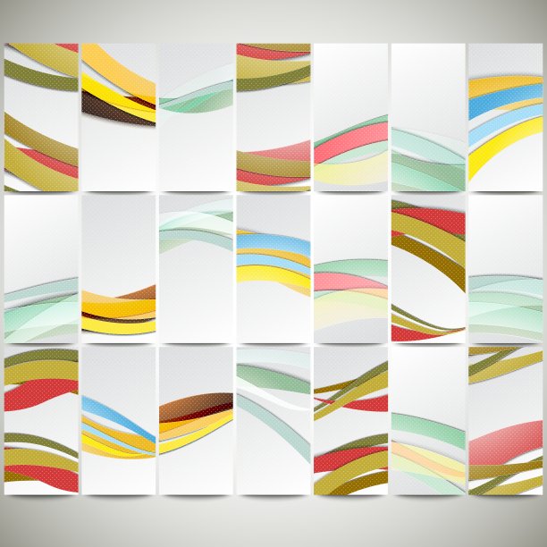 抽象的传单设置波浪设计图片下载