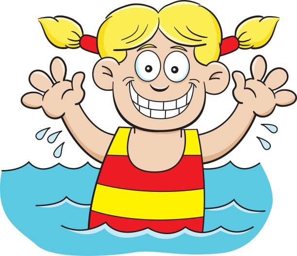卡通小女孩游泳图片下载