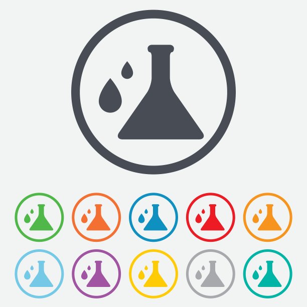 化学符号图标灯泡符号与滴图片下载