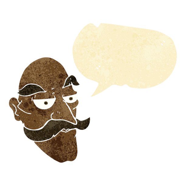 卡通老人脸上带着气泡说话图片下载