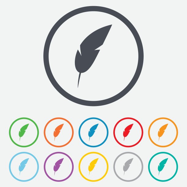 羽毛标志图标复古钢笔符号图片下载