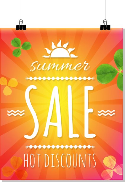 夏日销售旗帜与太阳爆发图片下载