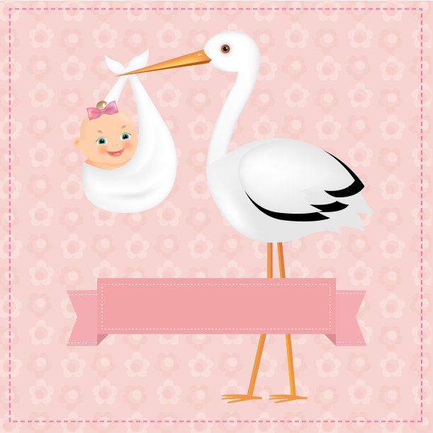 海报鹳和宝贝女孩图片下载