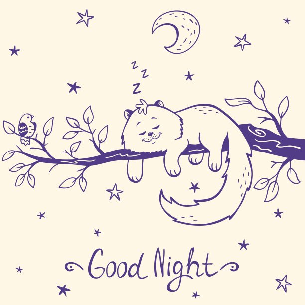 树枝上的猫剪影图片下载