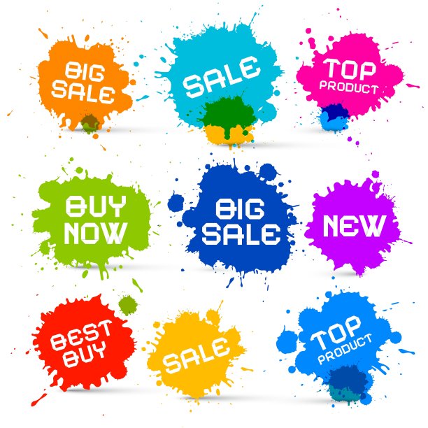 彩色图标-销售污点-飞溅标签图片下载