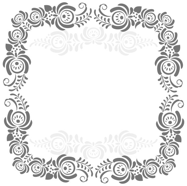 俄罗斯装饰艺术框架在gzhel风格图片下载