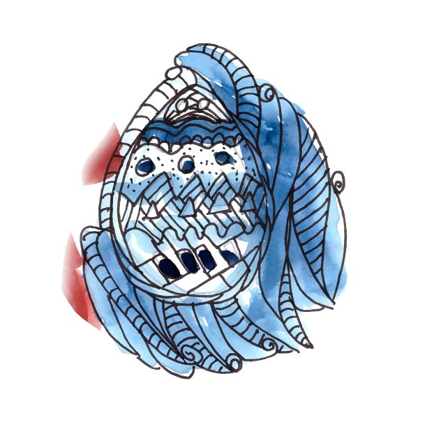 带有蓝色水彩彩蛋的复活节贺卡图片下载