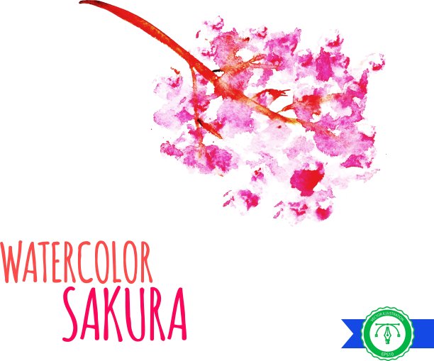 抽象水彩樱花枝图片下载