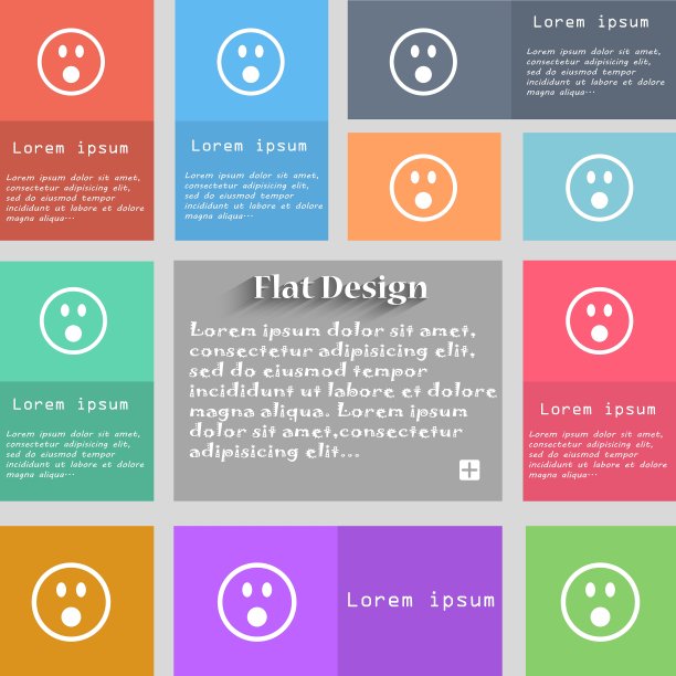 震惊脸的笑脸图标标志的多色图片下载