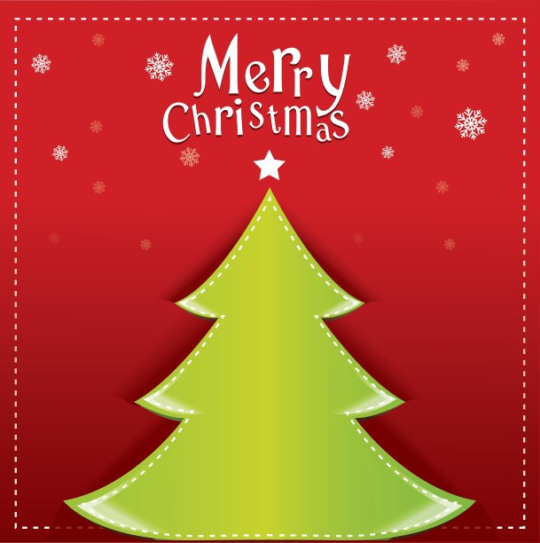 红色背景上的圣诞绿色设计图片下载