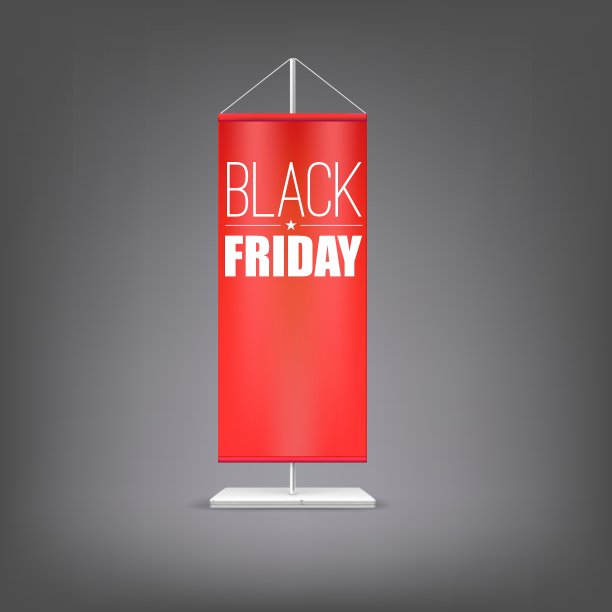 黑色星期五竖着红旗的柱子图片下载