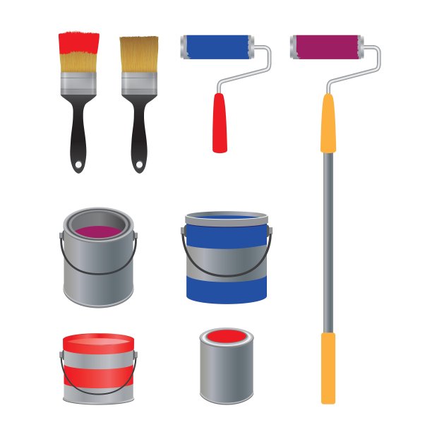 用刷子和滚筒刷漆图片下载