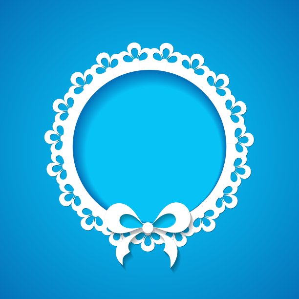 蓝色背景与花边框架图片下载