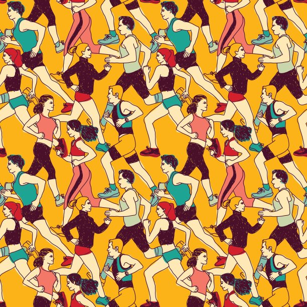 积极的大集团人运行运动无缝模式图片下载