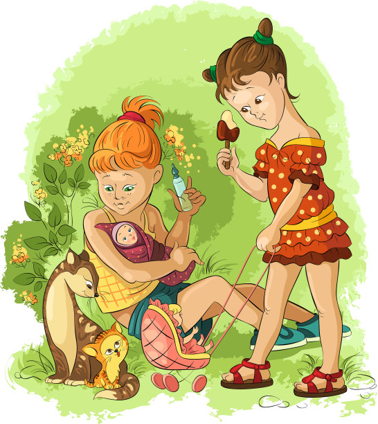 孩子们玩玩具妈妈和女儿图片下载