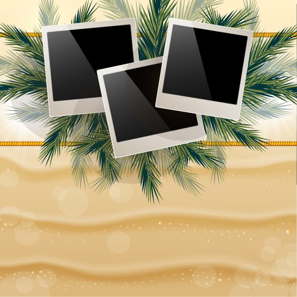 明亮的背景与金色的沙子和挂照片图片下载