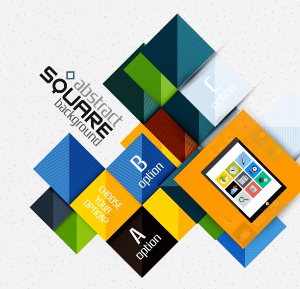 几何正方形和信息图形选项图片下载