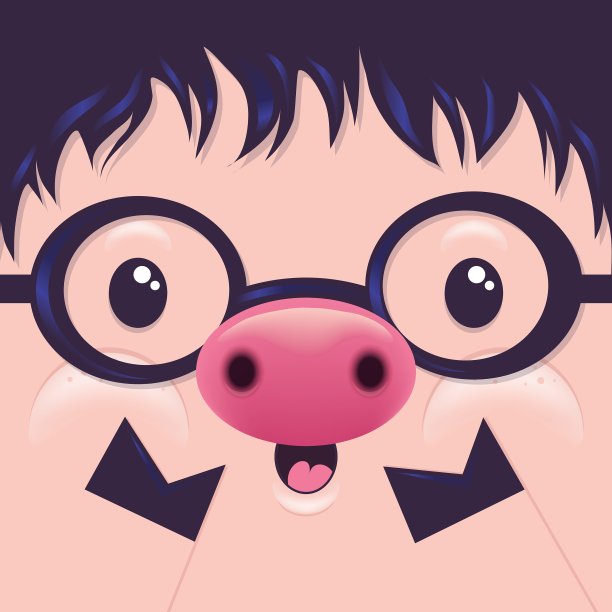 可爱的图标猪脸与情感的性格图片下载