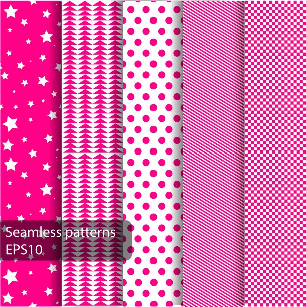 5个粉色几何无缝图案图片下载