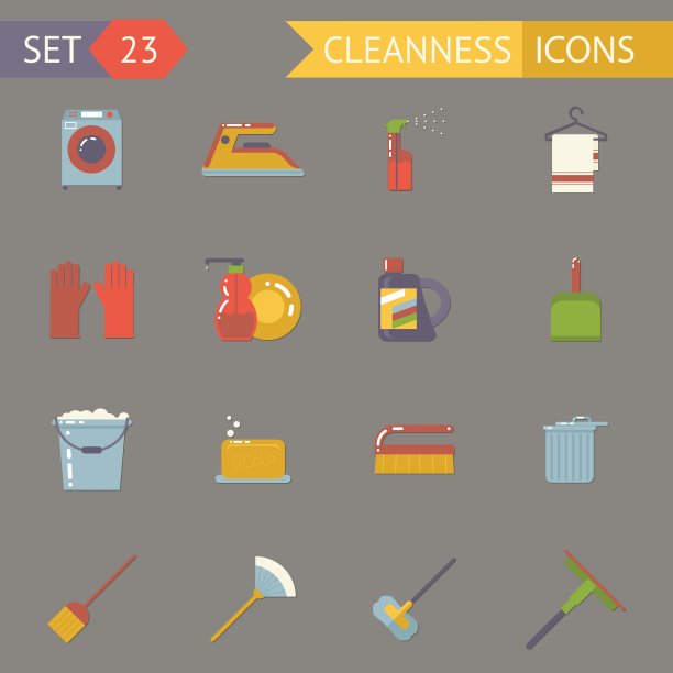 复古家居清洁符号配件图标图片下载