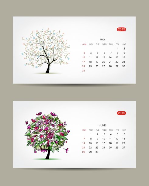 历法2015年5月、6月美术图片下载