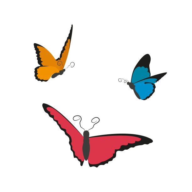 白色背景上飞舞的蝴蝶图片下载