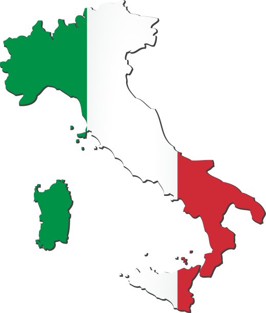 带国旗的意大利地图图片下载