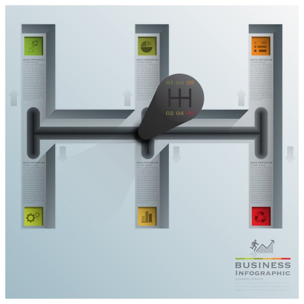 商业信息图与齿轮汽车系统图片下载