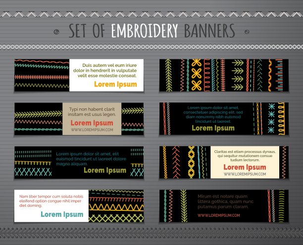 一套水平刺绣横幅图片下载