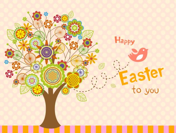 复活节小鸟贺卡快乐图片下载