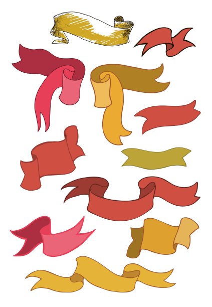 复古缎带横幅手绘集图片下载