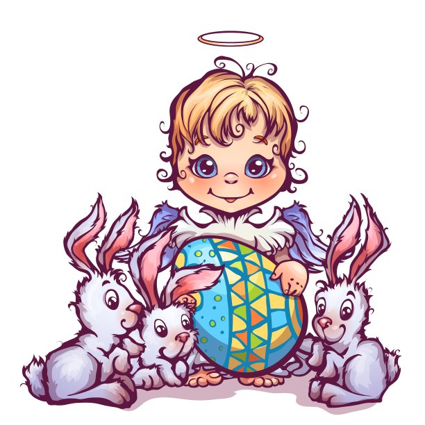 卡通可爱的天使蚂蚁甜蜜的兔子图片下载