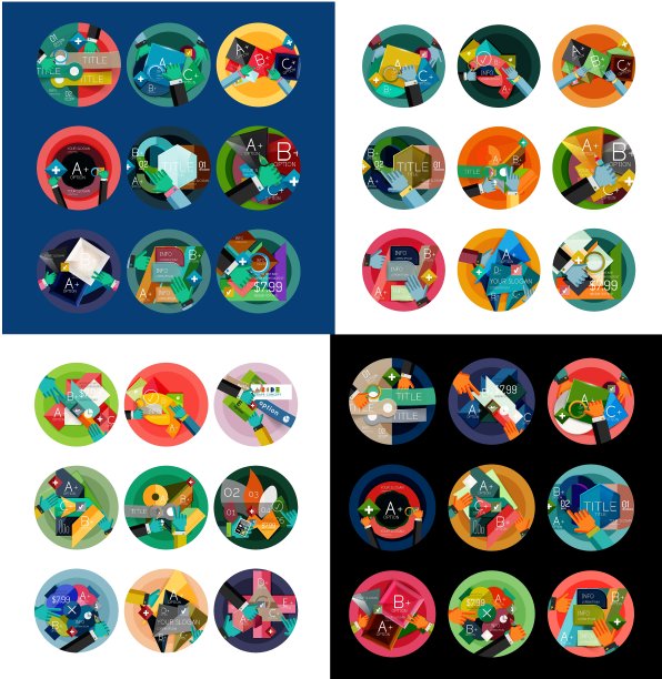平面设计圆形标签选项信息图图片下载