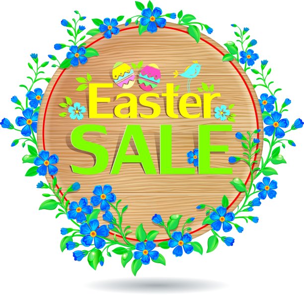 复活节特价木横幅图片下载