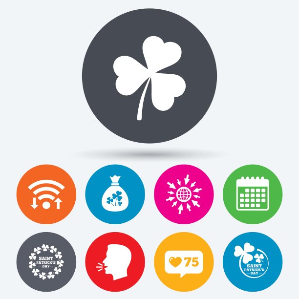 圣帕特里克节的图标，装有三叶草的钱袋图片下载