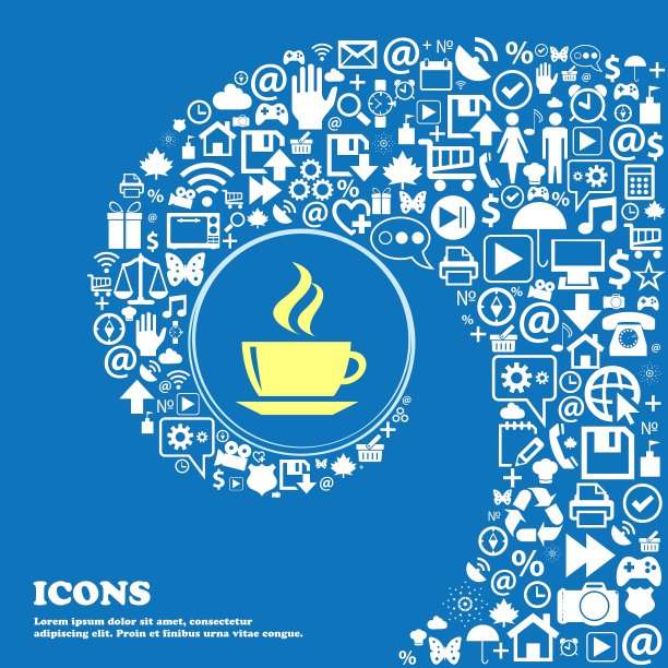 茶咖啡标志符号漂亮的一套图标图片下载