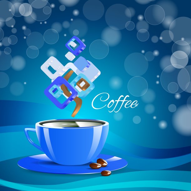 奶油咖啡蓝色杯卡布奇诺饮料图片下载