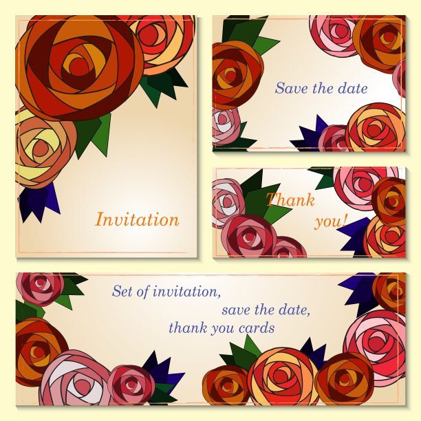 请帖用马赛克玫瑰保存约会卡片图片下载