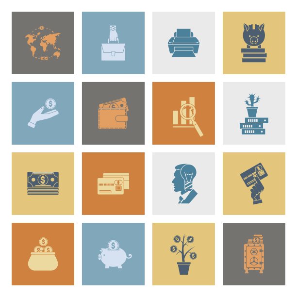 商业和金融图标集图片下载